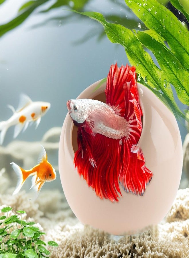 DQITJ Aquarium Decor Ceramic Cave Betta Fish Tank Hideout Stone Fast Landscape Ceramic Ornament for Fish Shrimp Turtle (Orange) - Image 2